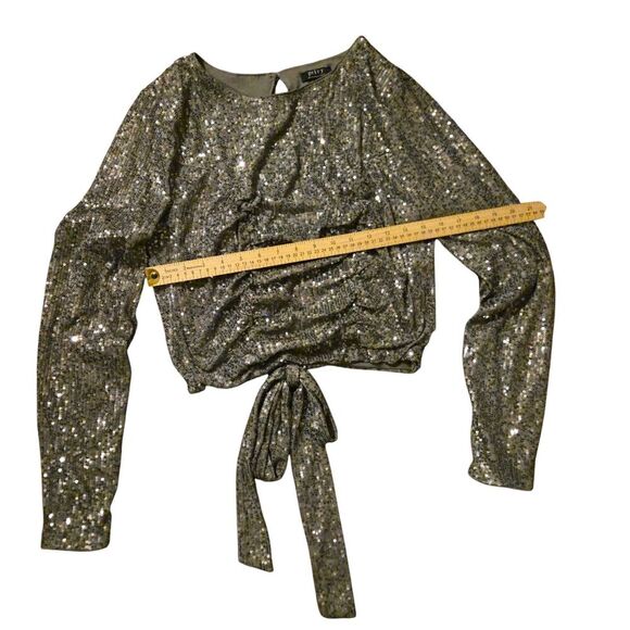 Buckle Privy  Large Sequined Blouse Gray Sequined Shirt Open Back Gather… - Picture 7 of 7